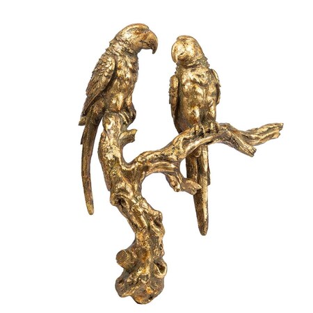 Palacedesigns Antiqued Gold Parrots Sculpture PA3101517